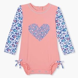 Hatley Cheetah Hearts Baby Rashguard Swimsuit
